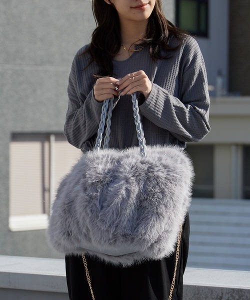 AO2 トートバッグ Fluffy 2WAY Faux Fur Tote Bag / ふんわり 2WAY 