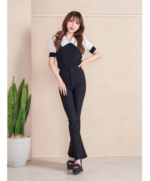 Darich（ダーリッチ） 半袖ニット FREE ブラック レディース