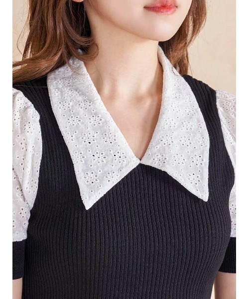 Darich（ダーリッチ） 半袖ニット FREE ブラック レディース