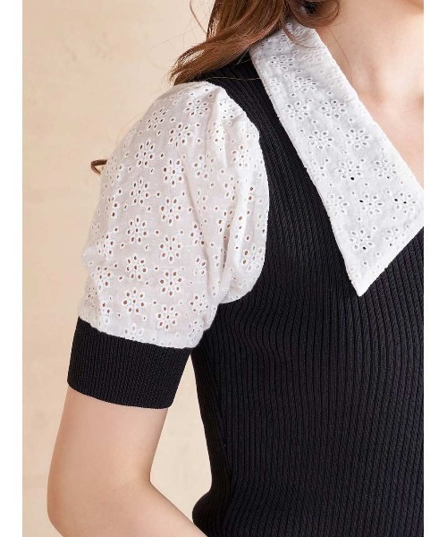 Darich（ダーリッチ） 半袖ニット FREE ブラック レディース