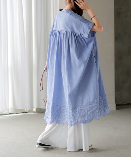 「HUG.U」 半袖ワンピース FREE グレイッシュブルー レディース_画像3