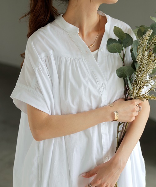 「HUG.U」 半袖ワンピース FREE グレイッシュブルー レディース_画像9