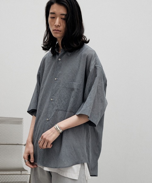 「WYM LIDNM」 半袖シャツ L チャコール メンズ_画像3
