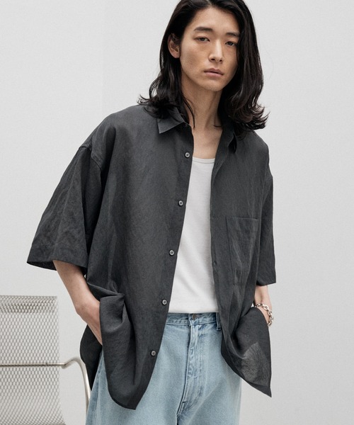 「WYM LIDNM」 半袖シャツ L チャコール メンズ_画像7