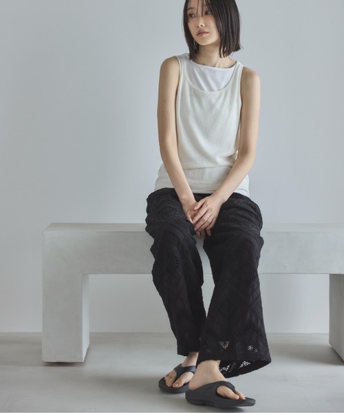 「feepur」 ノースリーブトップス MEDIUM チャコールグレー レディース_画像8