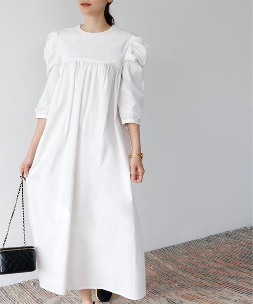 「ELFRANK」 半袖ワンピース FREE オフホワイト レディース_画像4