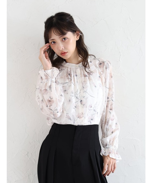 fifth（フィフス） ブラウス シャツ 前開きジャガード花柄ブラウス