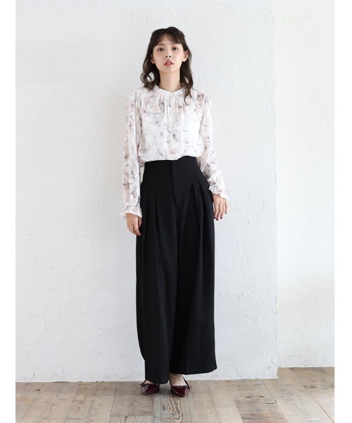 fifth（フィフス） ブラウス シャツ 前開きジャガード花柄ブラウス