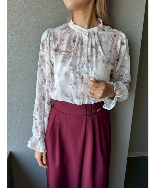 fifth（フィフス） ブラウス シャツ 前開きジャガード花柄ブラウス