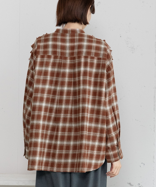 POU DOU DOU（プードゥドゥ） ブラウス シャツ フロントフリルチェック