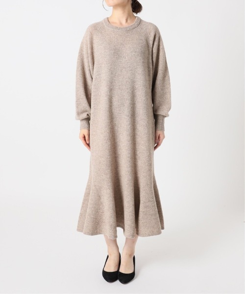 スローブイエナ　slobe iena ギャザーニットワンピース 新品タグ付き SLOBE IENA（スローブイエナ） ニットワンピース 36 グレー レディース