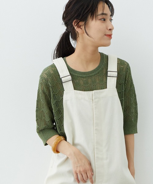 「SALON adam et rope'」 半袖ニット FREE ベージュ レディース_画像2