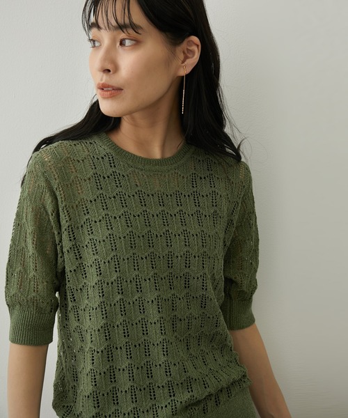 「SALON adam et rope'」 半袖ニット FREE ベージュ レディース_画像6