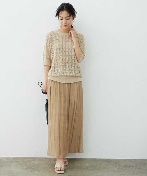 「SALON adam et rope'」 半袖ニット FREE ベージュ レディース_画像7