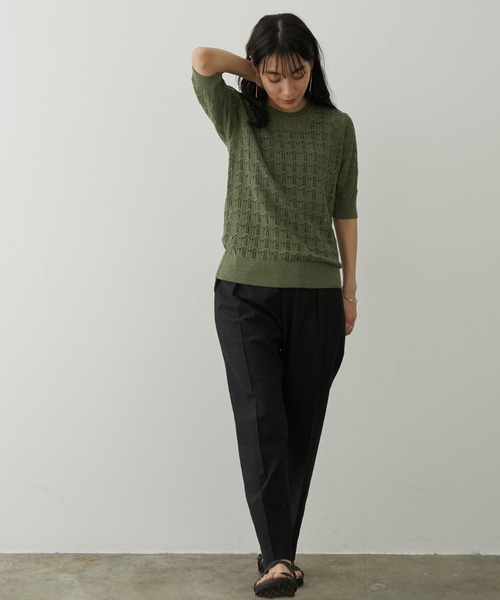 「SALON adam et rope'」 半袖ニット FREE ベージュ レディース_画像9