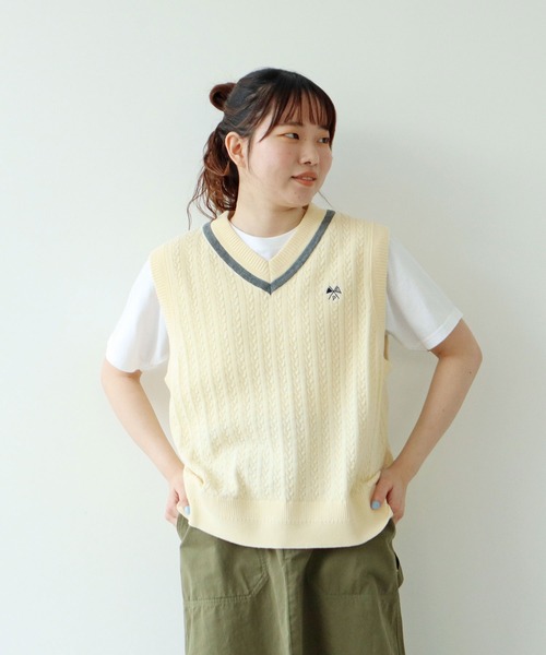 【新品未使用】ichi  ニット　ベスト　ジレ PAR ICI（パーリッシィ） ベスト ジレ 強撚綿 Vネックニットベスト
