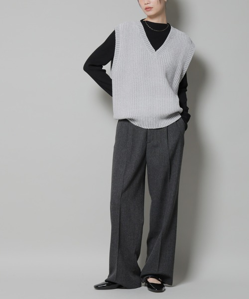 レディース ツイード ワンタックパンツ NANO universe（ナノ・ユニバース） パンツ ツイードワンタックパンツ