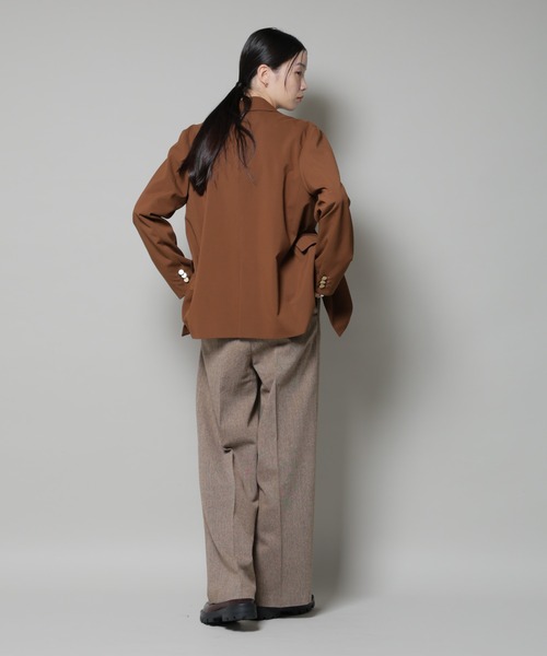 NANO universe（ナノ・ユニバース） パンツ ツイードワンタックパンツ