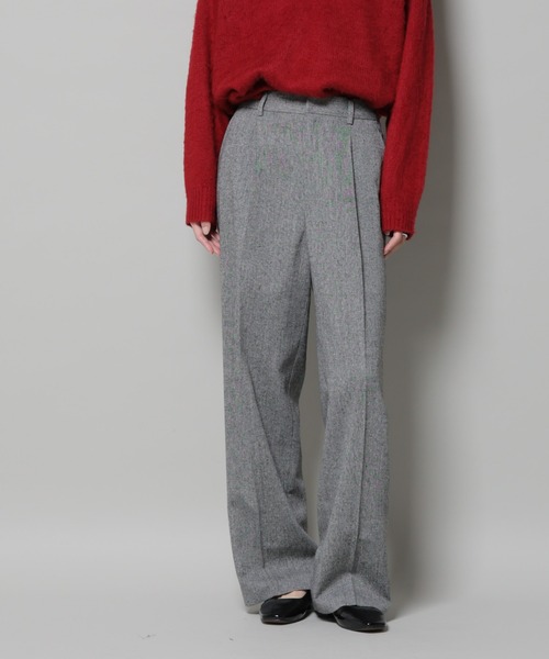 NANO universe（ナノ・ユニバース） パンツ ツイードワンタックパンツ