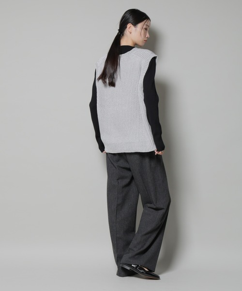 NANO universe（ナノ・ユニバース） パンツ ツイードワンタックパンツ