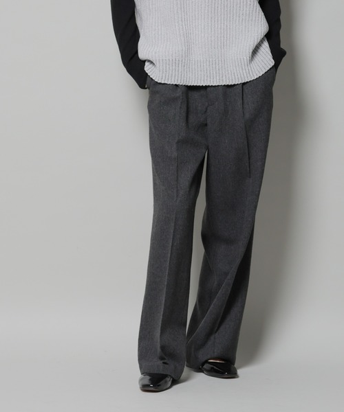 NANO universe（ナノ・ユニバース） パンツ ツイードワンタックパンツ