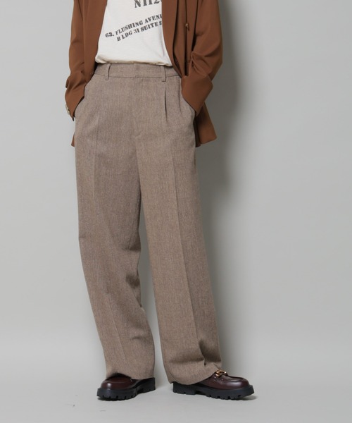 NANO universe（ナノ・ユニバース） パンツ ツイードワンタックパンツ