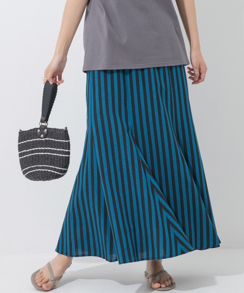 「LAVEANGE」 フレアスカート 4L ブルー レディース_画像3