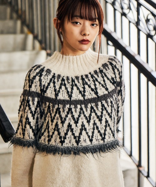 mysty woman（ミスティウーマン） ニット セーター モヘヤタッチ