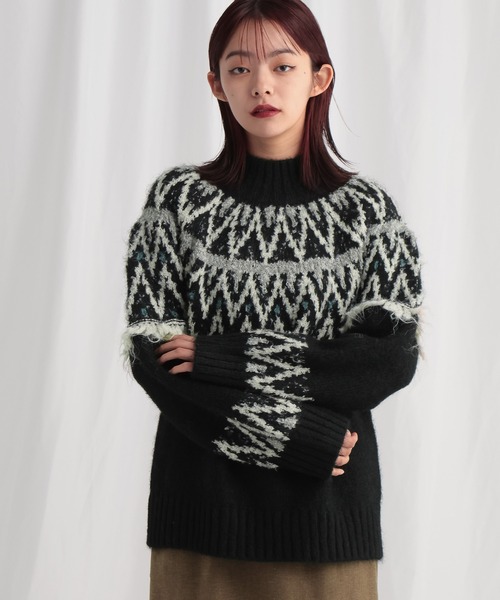 mysty woman（ミスティウーマン） ニット セーター モヘヤタッチ