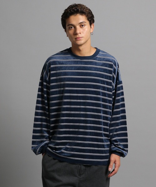 ジョージズ　【MENS】ボーダーロンT　ブルー　Mサイズ