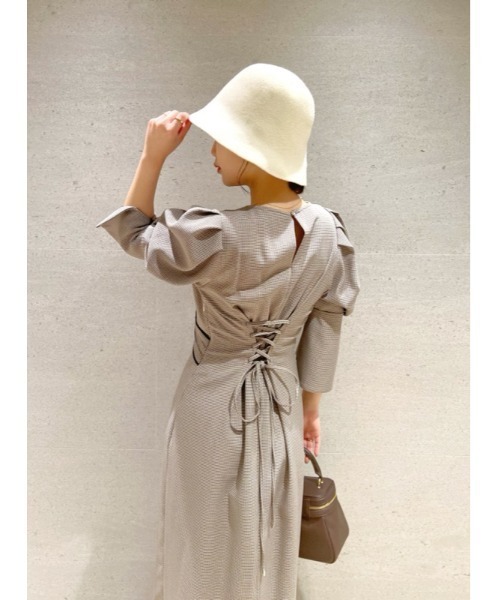 LILY BROWN（リリーブラウン） 7分袖ワンピース ONE SIZE グリーン