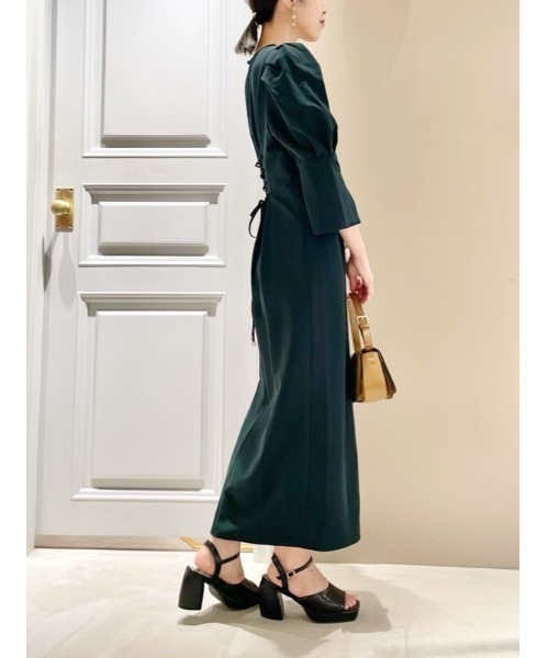 LILY BROWN（リリーブラウン） 7分袖ワンピース ONE SIZE グリーン