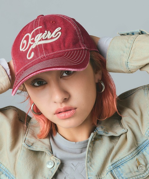 新品未使用！INTUIT 限定 DISTRESSED CAP BABYL X-girl（エックスガール） キャップ 帽子 BICOLOR STITCH FADED 6PANEL