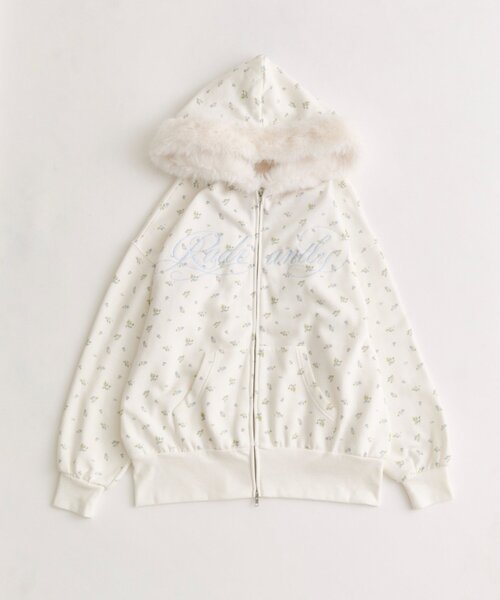 OLIVE des OLIVE（オリーブデオリーブ） パーカー ロゴ刺繍ファー付き