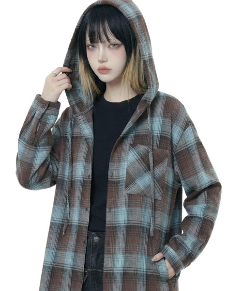 ꒰Cleome꒱くま チェック柄 ボタンシャツ 夢可愛い ブラウスXLサイズOK ブラウス シャツ 「カラバリ」アソートチェックシャツ オンブレ