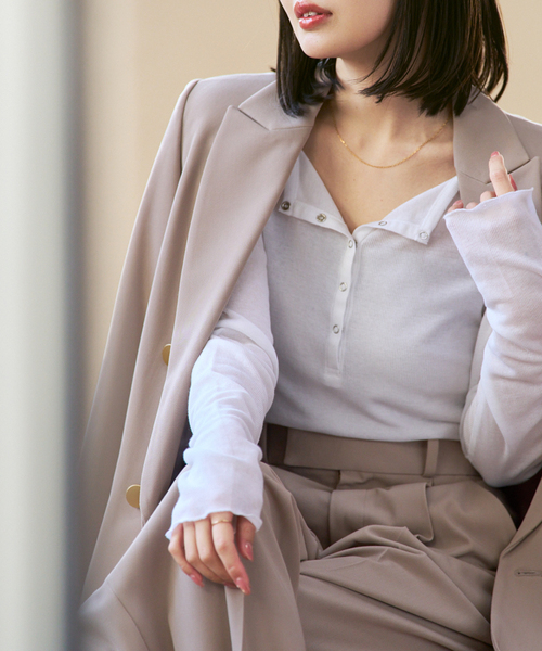 NOBLE（ノーブル） tシャツ シアーテレコヘンリーネックプルオーバー