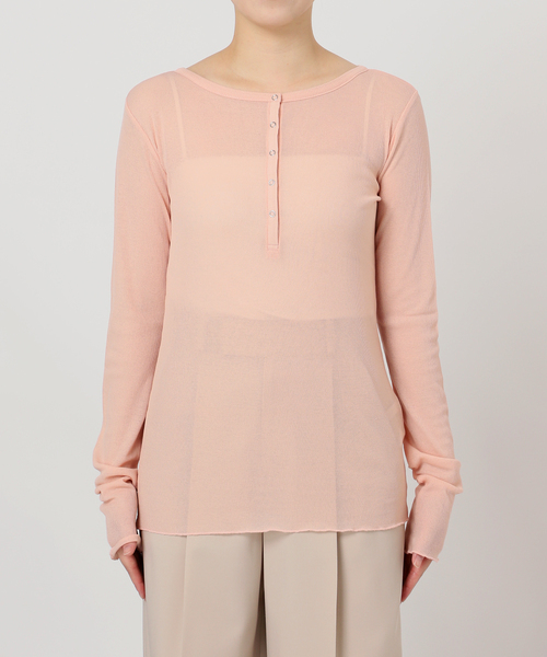 NOBLE（ノーブル） tシャツ シアーテレコヘンリーネックプルオーバー