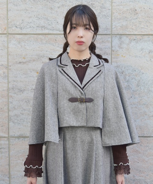 美品✨FOXY/ADEAM Evergreen ケープジャケット 定価19.4万 axes femme（アクシーズ ファム） ブルゾン アウター ヘリンボンケープ