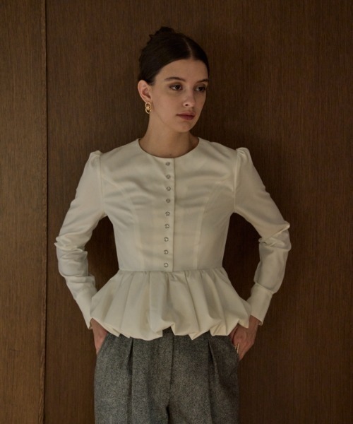 【新品】エラディエ♡Raffle Peplum Top ラッフルペプラムブラウス Raffle Peplum Top -WHT×st- – ERADIE