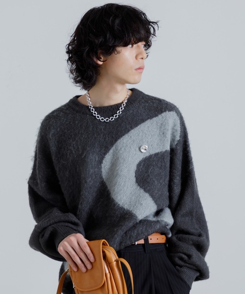 「SINSS」 長袖ニット LARGE チャコール メンズ_画像7