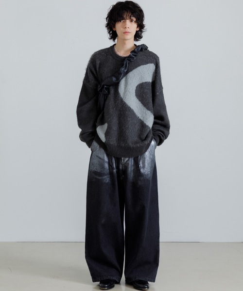 「SINSS」 長袖ニット LARGE チャコール メンズ_画像8