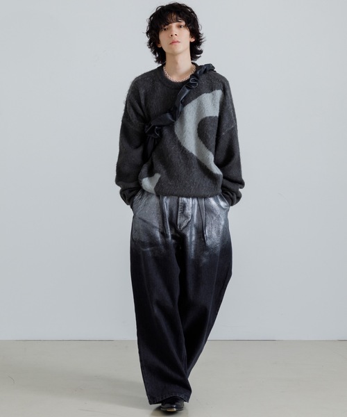 「SINSS」 長袖ニット LARGE チャコール メンズ_画像9