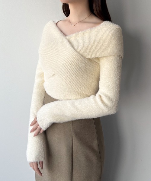 「mipiarl」 長袖ニット MEDIUM チャコール レディース_画像3