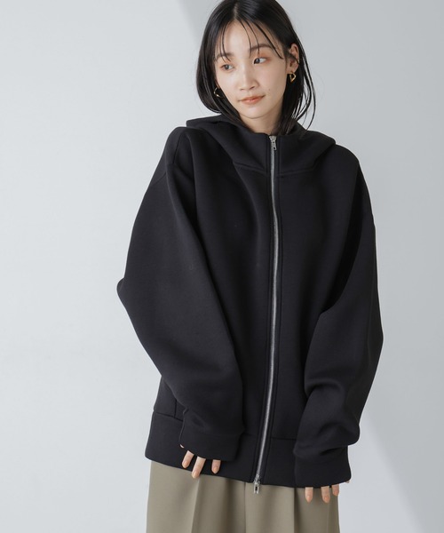 「NANO universe」 ジップアップパーカー M ライトベージュ レディース_画像9