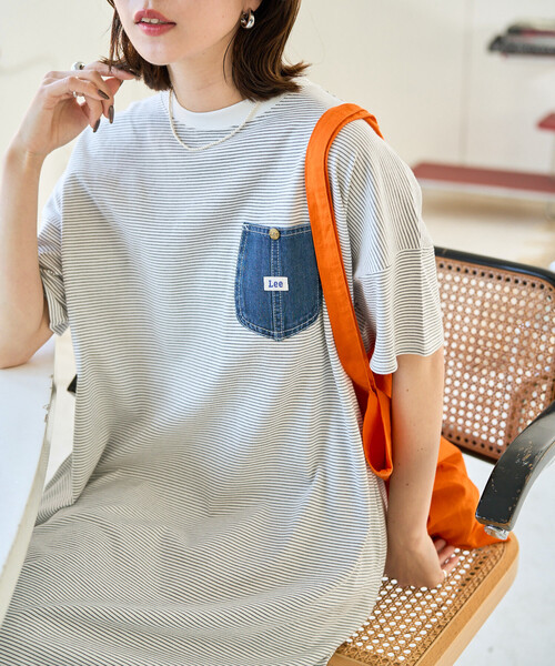 ワンピース 限定展開 Lee × FREAK'S STORE/リー 別注 デニムポケット 半袖 ワンピース(Tシャツワンピース)の画像