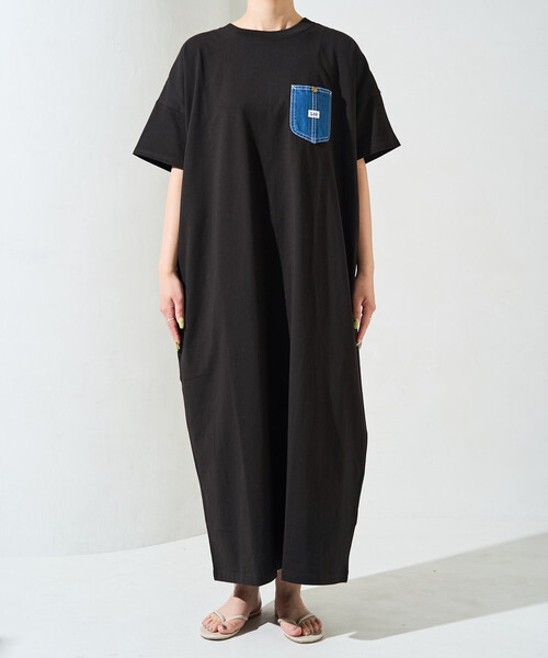 ワンピース 限定展開 Lee × FREAK'S STORE/リー 別注 デニムポケット 半袖 ワンピース(Tシャツワンピース)の画像
