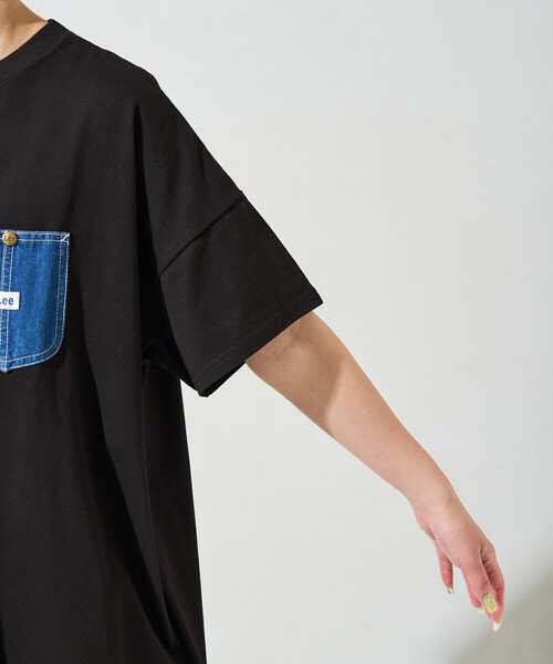 ワンピース 限定展開 Lee × FREAK'S STORE/リー 別注 デニムポケット 半袖 ワンピース(Tシャツワンピース)の画像