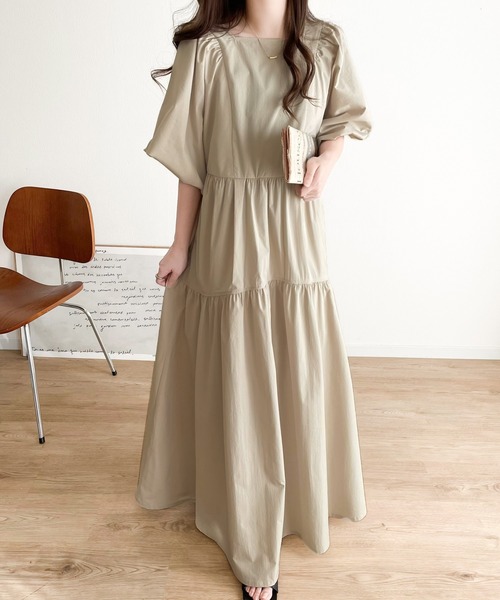 「classicalelf」 半袖ワンピース X-LARGE ベージュ レディース_画像2