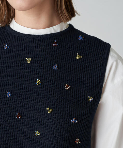 美品 25aw ボールジィ ウールスムース Vネックベスト ネイビー Ballsey（ボールジィ） ニットベスト S ネイビー レディース