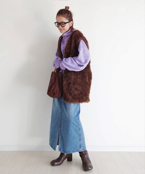 「CORNERS」 スウェットカットソー M パープル レディース_画像5